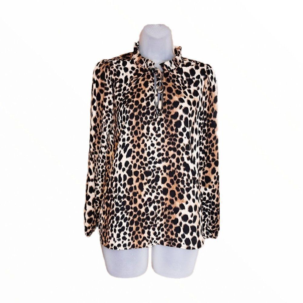 Veronica M Leopard Print Blouse sz M